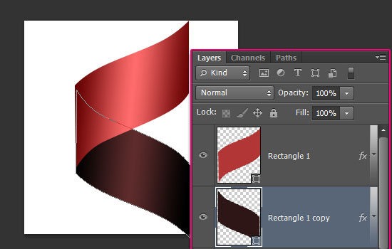 Curled Ribbon Text Effect step 3