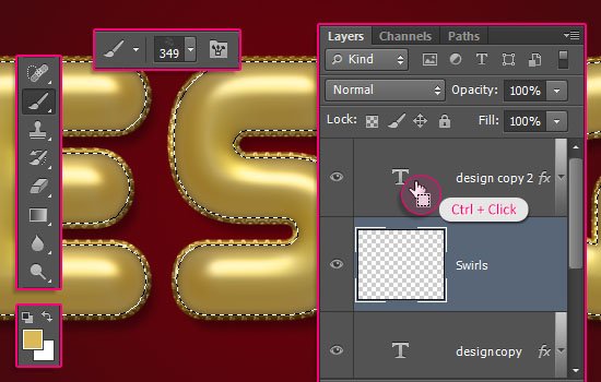Decorated Gold Metallic Text Effect step 5