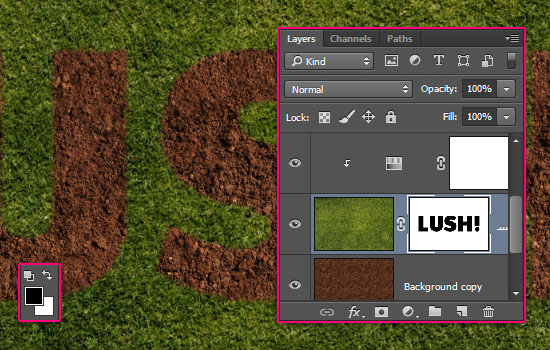Tạo hiệu ứng chữ trên nền cỏ bằng Photoshop