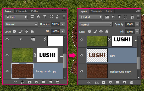 Grass and Dirt Text Effect step 5