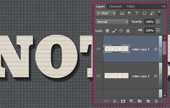 Note Cards Text Effect step 3