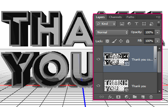 Simple Acrylic 3D Text Effect step 2