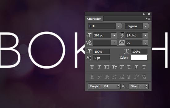Simple Bokeh Text Effect step 1