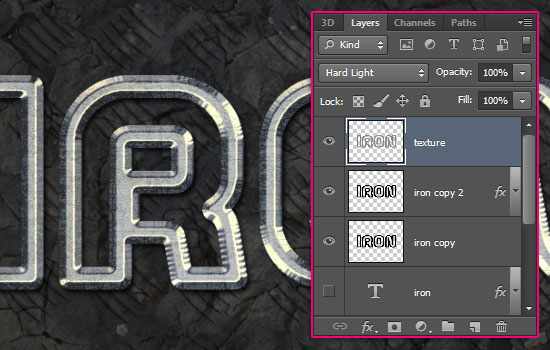 Sparkling Iron Text Effect step 5