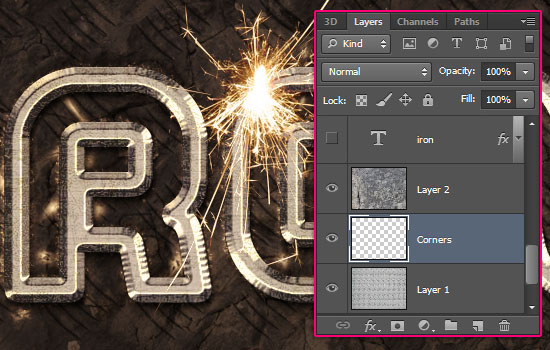 Sparkling Iron Text Effect step 13