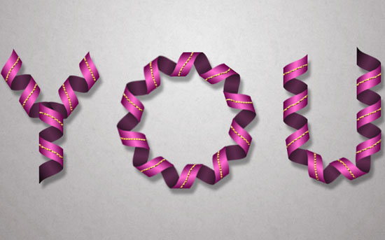 Curled Ribbon Text Effect