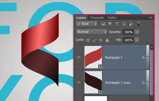 Curled Ribbon Text Effect step 4