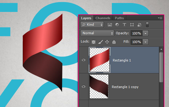 Curled Ribbon Text Effect step 4