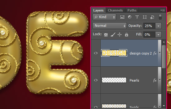 Decorated Gold Metallic Text Effect step 7