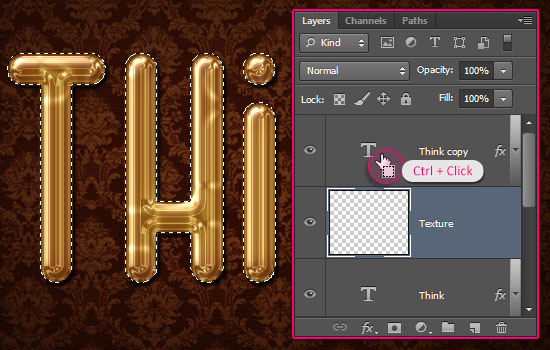 Glossy Gold Text Effect step 5