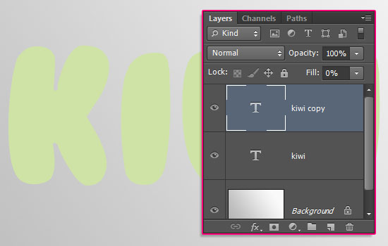 Kiwi Text Effect step 1