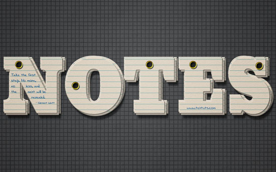Note Cards Text Effect
