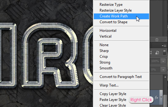 Sparkling Iron Text Effect step 7