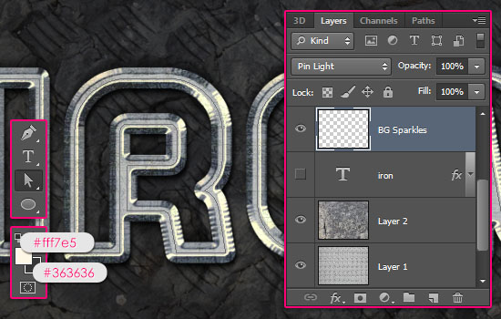 Sparkling Iron Text Effect step 7