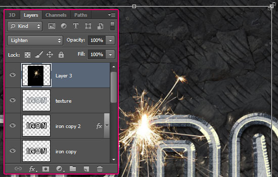 Sparkling Iron Text Effect step 11