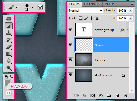 Turquoise Metallic Text Effect step 3