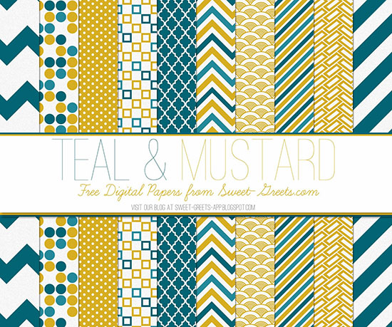 Teal and Mustard Papers Package