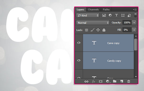 Glossy Candy Cane Text Effect step 2