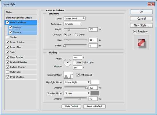 Glossy Candy Cane Text Effect step 3